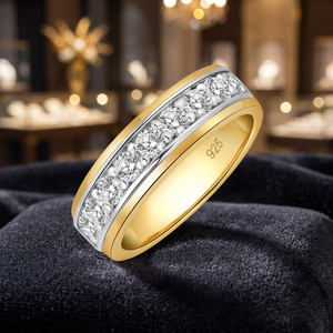 แหวนแต่งงานผู้ชาย SweetJew ประดับโมอิสซาไนต์ เงินแท้ 925 ชุบทองคำขาว 14K น้ำหนัก 1 กะรัต สี D ความใส VVS1 ทรงบริลเลียนท์ - Product Image 4
