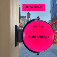 ZZFY Panneau publicitaire circulaire LED en acrylique à rotation à 2 côtés avec cadre en aluminium Installation facile à suspendre