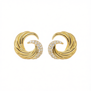 Orecchini a Perno Dorati E3336 con Cristalli e Strass, Lussuosi per Uso Quotidiano Femminile - Product Image 1