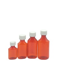 1oz 2oz 3oz 4oz 6oz 8oz 12oz 16oz Bouteille de pharmacie ambrée Bouteille de liquide ovale en plastique PET avec bouchons résistants aux enfants