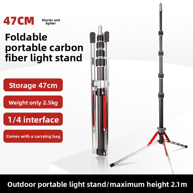 Foldable Portable 5-Leg Aluminum-alloy Carbon-fiber Light Stand Outdoor Photography Tripod Stand for Flash Studio Softboxes