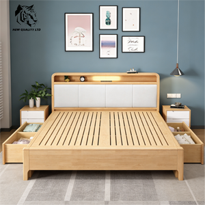 Suministro de fábrica, la cama king size de 1.8m más barata, personalizable, con gran stock, ecológica, de diseño moderno, muebles de dormitorio, estructura de cama king size de madera. - Product Image 1