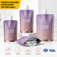 Pochette cosmétique de luxe mate personnalisée avec bec verseur et UV sélectif pour shampoing, après-shampoing, gel douche – Format voyage, sac de recharge