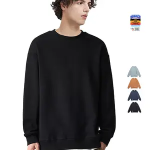 2024 Custom Thick Warm Hoodie Long Sleeve Pullover Solid Casual Sweatshirts For Men