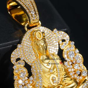 3D Design Avalokitesvara Bouddha Pendentif Bouddhisme Haute Qualité Personnalisé Glacé Véritable Or Plein Diamants Naturels Bijoux Pendentif - Product Image 4