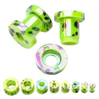 Alisouy 1 paire d'extenseur d'oreille pour le corps piercing acrylique vissé dos chair Tunnel bouchon d'oreille civière 2-12mm impression clous d'oreille bouchons