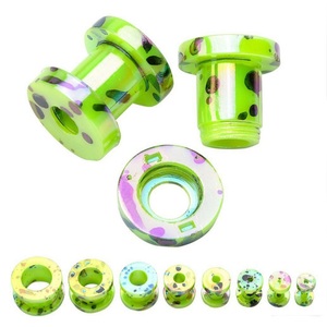 Alisouy 1 Cặp khuyên tai mở rộng cơ thể vít Acrylic trở lại thịt đường hầm Tai cắm cáng 2-12mm in ấn Tai Studs cắm - Product Image 6