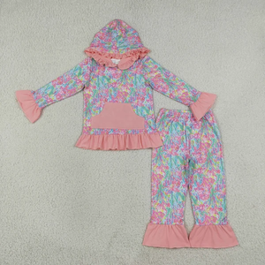 Conjunto de pantalones con capucha y bolsillos de manga larga para niñas y niños - Product Image 3