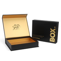 Caja de Regalo de Lujo Personalizada A4 de Cartón Rígido con Cierre Magnético en Negro y Dorado y Logo Personalizado