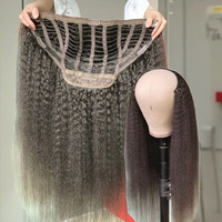 Peluca con Clip de Color Natural de alta calidad, cabello humano de cutícula completa, extensión de cabello de doble estiramiento, Clip en media peluca KS, venta al por mayor