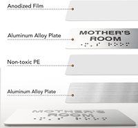 Panneaux de signalisation pour ascenseurs/chambres conformes ADA pour bureaux professionnels, texte en relief, Braille de grade 2, adhésif, aluminium brossé/argenté