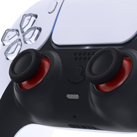 EXtremeRate Capuchons de manettes analogiques en forme de champignon rouge carmin et noir pour manettes PS5 et PS4