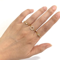 Simple Délicat Romantique Élégant Design Bijoux De Haute Qualité En Acier Inoxydable Or Couleur Cubique Zircone Pavé Cercle Anneau
