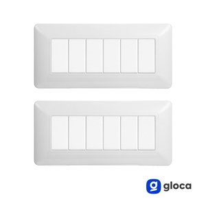 Interrupteur mural Gloca 6 gangues en plastique blanc, lot de 2, durable, pour usage intérieur - Product Image 2