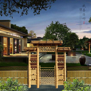 Bamboo Gate Bamboo Fence Villa Garden Oriental Style Rot Proof Custom Made Carbonized Color Rectangle Fencing Trellis Gates - Product Image 1