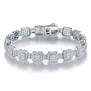 High Quality Hip Hop 18k Gold Plated 925 Sterling <b>Silver</b> VVS Moissanite GRA Certificate Cuban Link Chain <b>Bracelet</b> for Men Gift - Product Image 1