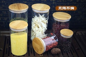 Tarros de vidrio de borosilicato de alta calidad, recipientes de almacenamiento de alimentos para cocina, recipiente hermético de despensa con cubierta de bambú, diseño creativo - Product Image 6