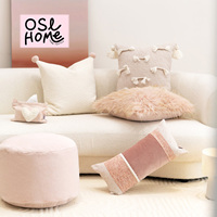 Housse de coussin rose longue en patchwork, luxueuse et moderne, pour enfants