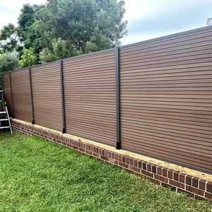 Revêtement extérieur personnalisable en aluminium couleur bois, imperméable, panneau mural rainuré WPC, revêtement 3D en relief <span class=keywords><strong>pour</strong></span> patios - Product Image 4