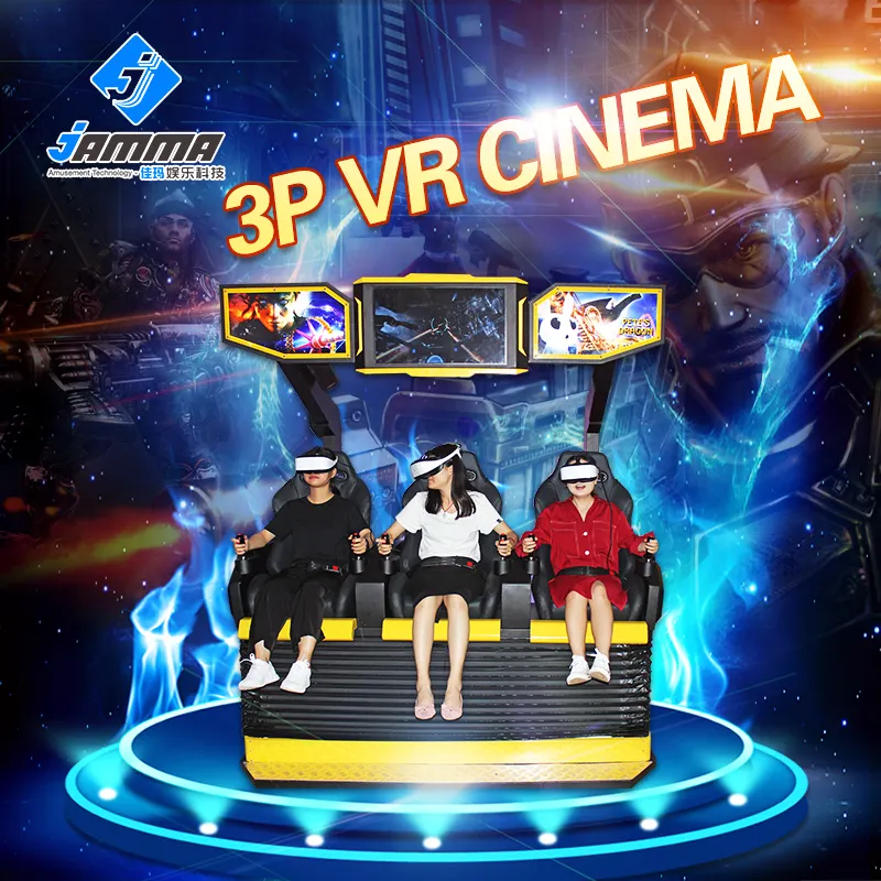 Juego Simulador de montaña rusa, 3 jugadores, realidad virtual, movimiento 9D, cine VR, efectos especiales, parque de atracciones operado con monedas