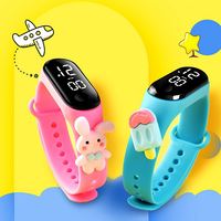 Montre-bracelet numérique LED en silicone pour enfants, motif dessin animé mignon, montre de sport pour filles, vente en gros