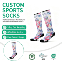 Chaussettes de compression imprimées sur mesure, respirantes, hautes jusqu'au genou, antidérapantes, pour la course à pied et les sports, pour femmes, motif papillon