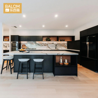 Mobili da Cucina Modulari Balom Moderni di Lusso con Finitura Laccata Opaca in Truciolato, Armadietti da Cucina Modulari Personalizzati RTA con Isola