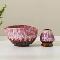 Bol à Matcha en Porcelaine Rose avec Support Chasen Glaçuré – Coffret Cadeau Cérémonie du Thé Japonaise – Écologique et Durable pour Elle