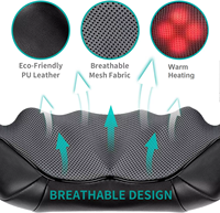 Coussin de massage intelligent Shiatsu portable avec pétrissage profond, chaleur infrarouge, physiothérapie et contrôle de la minuterie pour la relaxation du cou et des épaules