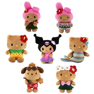 Vente en gros Nouveau design Hawaii Holiday Style Natation Planche de surf Chat Animal en peluche Peluche Poupée Kawaii Dangle Accessoires