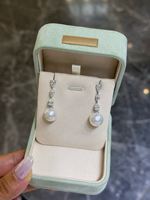 Boucles d'oreilles en or 18 carats avec diamants de laboratoire et perles de mer du Sud, taille marquise 12-13 mm, pendantes, bijoux de luxe, vente en gros OEM