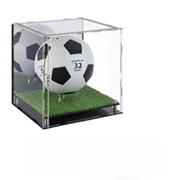 Boîte de présentation de ballons de football en acrylique Art Déco personnalisable, haute transparence, avec base en gazon synthétique, pour collectionneurs de ballons signés, rangement de bureau