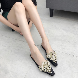 2025 NEW Summer Fashion Sexy Women <b>Shoes</b> Elegant String Bead Crystal Patchwork Slip-On Anti-Slippery 35-39 Slipper String Summer - Product Image 4