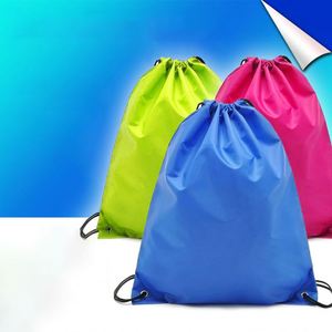Custom 210D Waterproof Polyester Small Size Unisex Storage Bag Double Shoulder <b>Drawstring</b> <b>Backpack</b> - Product Image 1