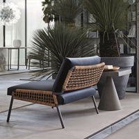 Fauteuil simple en rotin nordique pour extérieur, balcon, salon, avec dossier en cannage tressé et coussin d'assise pour intérieur, salon, patio