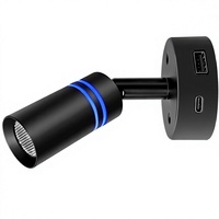 Lampu Baca RV Hitam Buatan Pabrik Cina, Pengisi Daya USB-C, Mode Lampu Malam Putih Hangat/Biru yang Dapat Diredupkan, Perlengkapan Karavan/Kemping