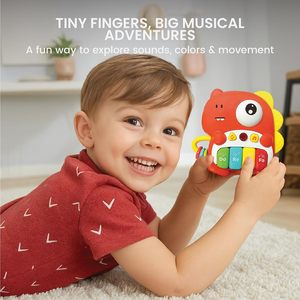 Juguete de Piano con Luces de Dinosaurio EPT, Teclas de Do, Re, <span class=keywords><strong>Mi</strong></span> Coloridas, Canciones de Cuna, Control de Volumen, Anillos Táctiles, Aprendizaje Sensorial para Niños Pequeños - Product Image 3