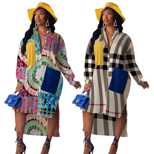 <span class=keywords><strong>Camicette</strong></span> e Abiti Patchwork con Taglio Speciale, Camicetta Lunga da Donna - Product Image 2