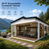 Maison conteneur extensible de 40 pieds, structure en acier étanche pour cabane de vacances et espace de vie