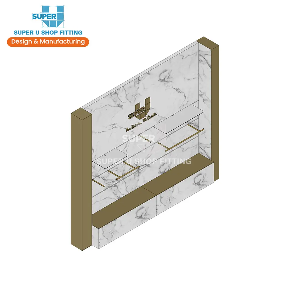 Rak Display Lampu LED, Dudukan Dinding Mewah Super U Mode Butik Display Furnitur Ritel