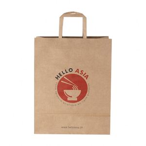 Wholesale Free <b>Design</b> Brown Kraft Paper Bag Custom logo <b>Printing</b> Food Paper Bag Flat Handle Shopping Gift Bag - Product Image 5