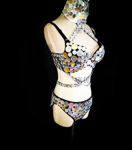 Disfraces <span class=keywords><strong>de</strong></span> Danza en Bar, Traje <span class=keywords><strong>Sexy</strong></span> <span class=keywords><strong>de</strong></span> Lentejuelas Plateadas para <span class=keywords><strong>Mujer</strong></span>, Estilo Árabe, Bikini, Máscara <span class=keywords><strong>de</strong></span> Danza en Equipo, <span class=keywords><strong>Disfraz</strong></span> <span class=keywords><strong>de</strong></span> Espejo - Product Image 2