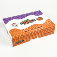 Boîte à donuts jetable en carton violet et orange, impression personnalisée de dessins animés pour boulangerie, pâtisserie, vente à emporter, livraison, fête, restauration