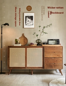 Credenza Moderna e Semplice in Legno di Frassino Massiccio e Rattan, Multifunzionale per Soggiorno, con <span class=keywords><strong>Doppia</strong></span> Porta e Cassettiera Integrata - Product Image 6