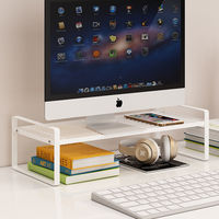 Organisateur de bureau d'ordinateur en métal à 2 niveaux avec support de moniteur et porte-stylo Tiroir Accessoires de stockage pour espace de travail