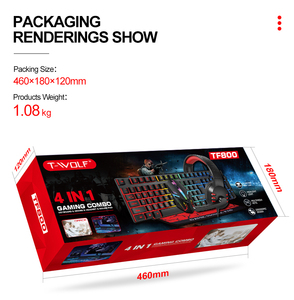 T-WOLF TF800 Juego de <span class=keywords><strong>Teclado</strong></span>, Ratón, Auriculares y Alfombrilla de Ratón 4 en 1, Combo de Equipo de Juego para Jugadores de PC - Product Image 6
