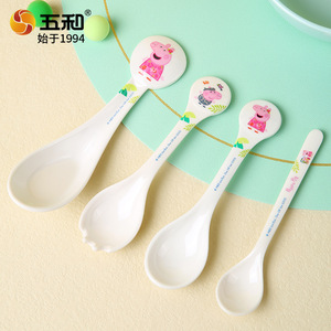 Wuhe Peppa Pig Melamine Spoon Fork Set For Kids 1-2 Years Bpa Free Feeding Training Utensils - Product Image 2