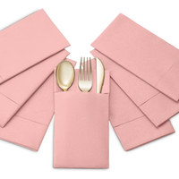 Aierpa Einweg-Servietten mit individuellem Farblogo, 1-lagig, aus reinem Holzzellstoff, für Partys und Abendessen, mit integrierter Bestecktasche, vorgefaltet