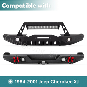 Accesorios para Parachoques Delantero y Trasero Compatibles con Jeep Cherokee XJ 1984-2001 (2/4 Puertas), Parachoques Todoterreno, Receptor de Enganche de 2" y Anillos <span class=keywords><strong>en</strong></span> D, Negro - Product Image 4