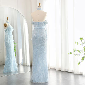 Jancember SZ289 Shiny Arabic Sequins Backless Women's Evening Party <b>Dresses</b> - Product Image 2